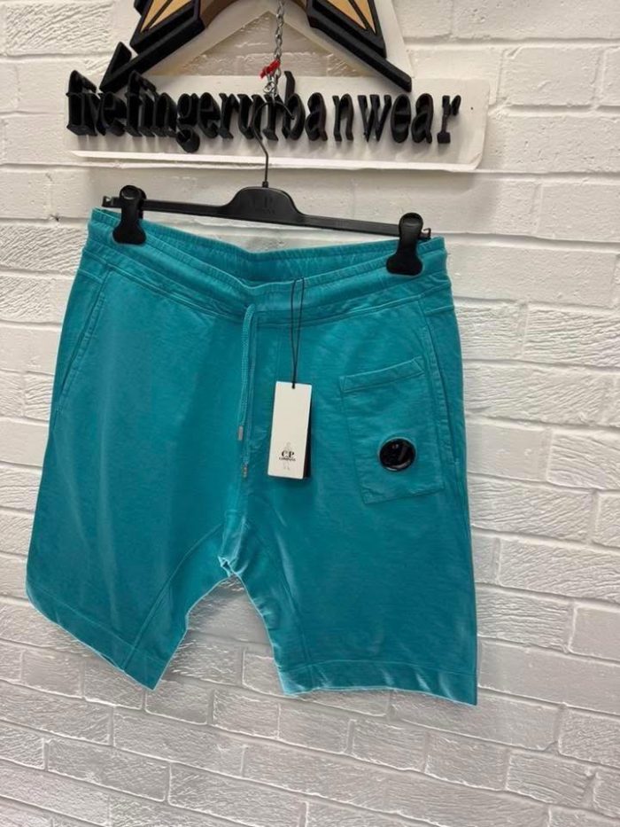CP Company Light  Fleece Shorts  - Turquoise. - Image 3