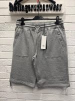 CP COMPANY DIAGONAL RAISED FLEECE JOGGING BERMUDA IN HEATHER GREY