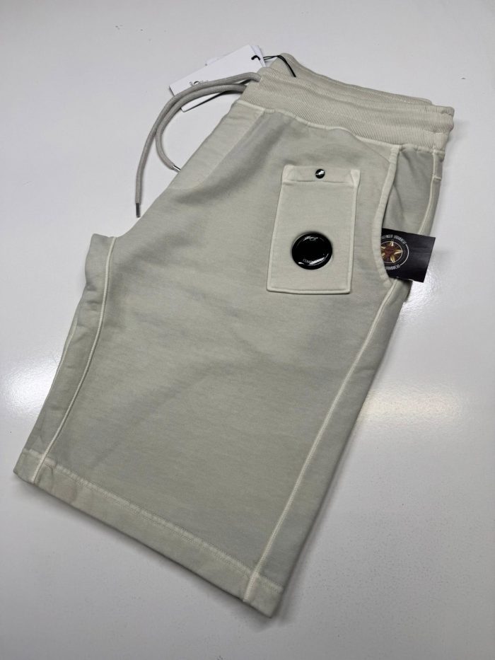CP Company resist dyed Bermuda shorts in brushed emerized diagonal fleece - Pistachio - Image 3