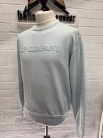 CP Company garment dyed cotton fleece sweatshirt with embroidered terry logo in sky blue  -  Medium / P2P 22.5” - Image 3
