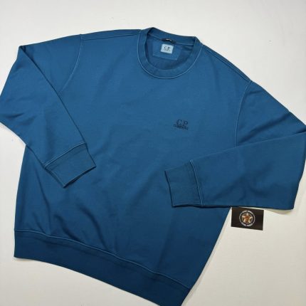 CP COMPANY 098B Diagonal Raised Fleece Crew Neck  in Teal -    XL / p2p 25”