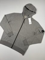 CP Company 712A Light Fleece open hooded Sweatshirt in Grey Melange