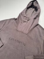 CP Company Brushed & Emerized Diagonal Fleece hooded Sweatshirt in Mauve - Image 3