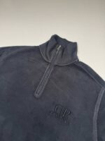 CP Company 1/4 zip Brushed & Emerized Diagonal Fleece Sweatshirt in Charcoal - Image 2