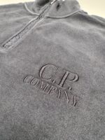 CP Company 1/4 zip Brushed & Emerized Diagonal Fleece Sweatshirt in Charcoal - Image 3