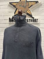 CP Company 1/4 zip Brushed & Emerized Diagonal Fleece Sweatshirt in Charcoal - Image 5