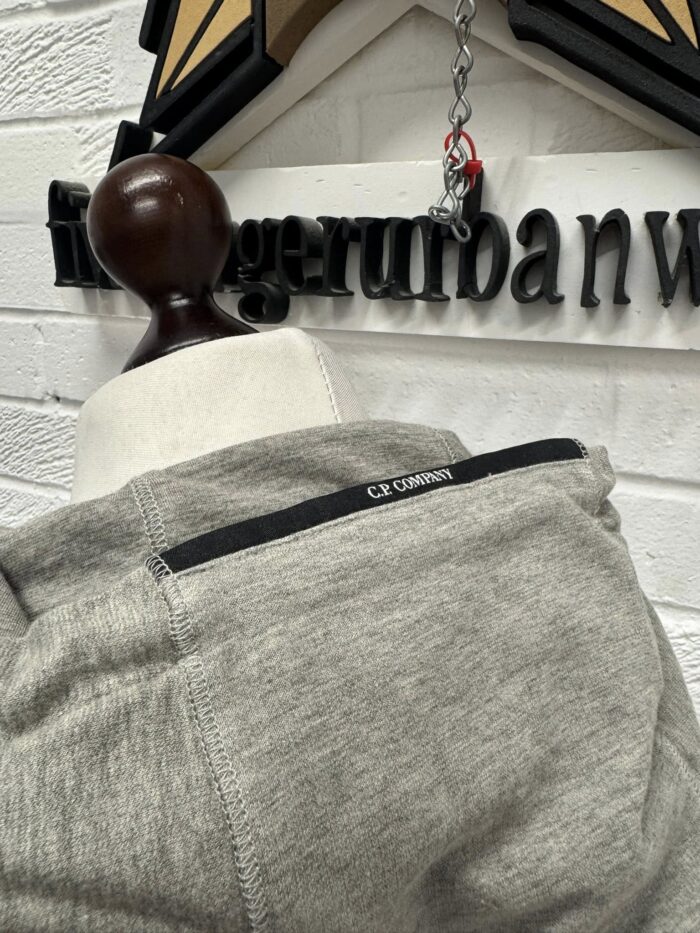 CP Company 712A Light Fleece open hooded Sweatshirt in Grey Melange - Image 7