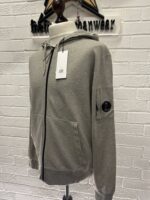 CP Company 712A Light Fleece open hooded Sweatshirt in Grey Melange - Image 8