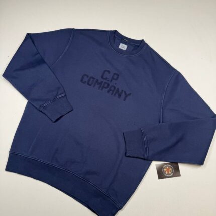 CP COMPANY 154A COTTON FLEECE CREW SWEATSHIRT IN NIGHTSHADE NAVY
