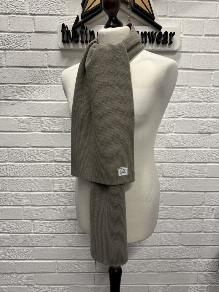 CP Company Re- Wool knit scarf in Sage - Image 4
