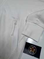 CP Company 082A Diagonal Raised Fleece goggle Hood Open Zipped Sweatshirt -Gauze white - Image 4