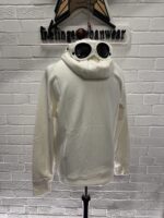 CP Company Diagonal Raised Fleece goggle Hood Open Zipped Sweatshirt -Gauze white - Image 9