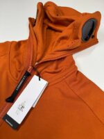 CP Company 141A Diagonal Raised Fleece goggle Hood Open Zipped Sweatshirt  - pumpkin orange - Image 2