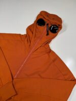 CP Company 141A Diagonal Raised Fleece goggle Hood Open Zipped Sweatshirt  - pumpkin orange - Image 3
