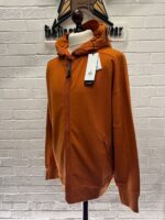 CP Company 141A Diagonal Raised Fleece goggle Hood Open Zipped Sweatshirt  - pumpkin orange - Image 4