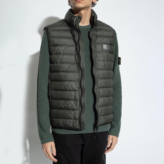 STONE ISLAND VEST G0524 LOOM WOVEN DOWN CHAMBERS STRETCH NYLON-TC IN MUSK GREEN - Image 10