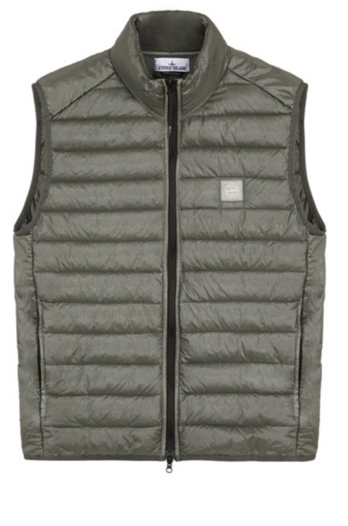 STONE ISLAND VEST G0524 LOOM WOVEN DOWN CHAMBERS STRETCH NYLON-TC IN MUSK GREEN - Image 11