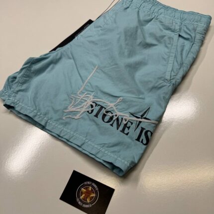STONE ISLAND B0968 BRUSHED NYLON 'INK FOUR PRINT'_GARMENT DYED Swimming trunks in brushed nylon.  Sky Blue