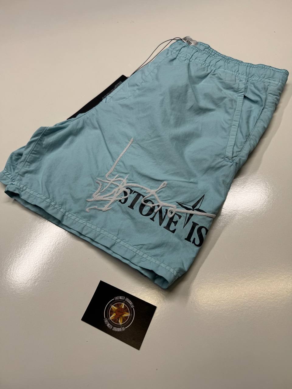 img_2200 STONE ISLAND B0968 BRUSHED NYLON 'INK FOUR PRINT'_GARMENT DYED Swimming trunks in brushed nylon. Sky Blue - Image 1