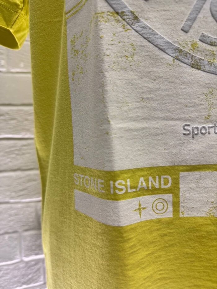 STONE ISLAND 2NS65 ‘BLOCK ONE’ SHORT SLEEVE T-SHIRT IN YELLOW Large  / P2P 21.5” - Image 2