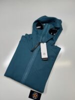 CP Company 062A Diagonal Raised Fleece goggle Hood Open Zipped Sweatshirt  - Petrol Blue - Image 3