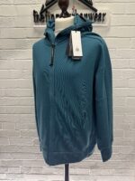 CP Company 062A Diagonal Raised Fleece goggle Hood Open Zipped Sweatshirt  - Petrol Blue - Image 5