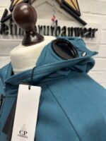 CP Company 062A Diagonal Raised Fleece goggle Hood Open Zipped Sweatshirt  - Petrol Blue - Image 8