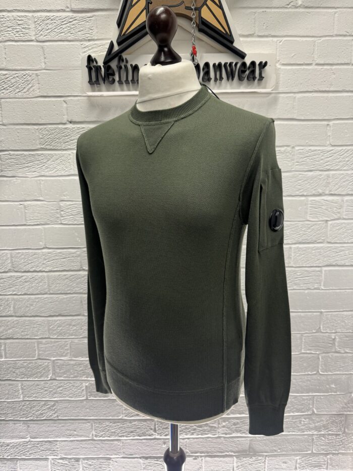 CP company 127A crew knit in sea island cotton - Green - 

Size 44 / XS           / P2P 19” - Image 3