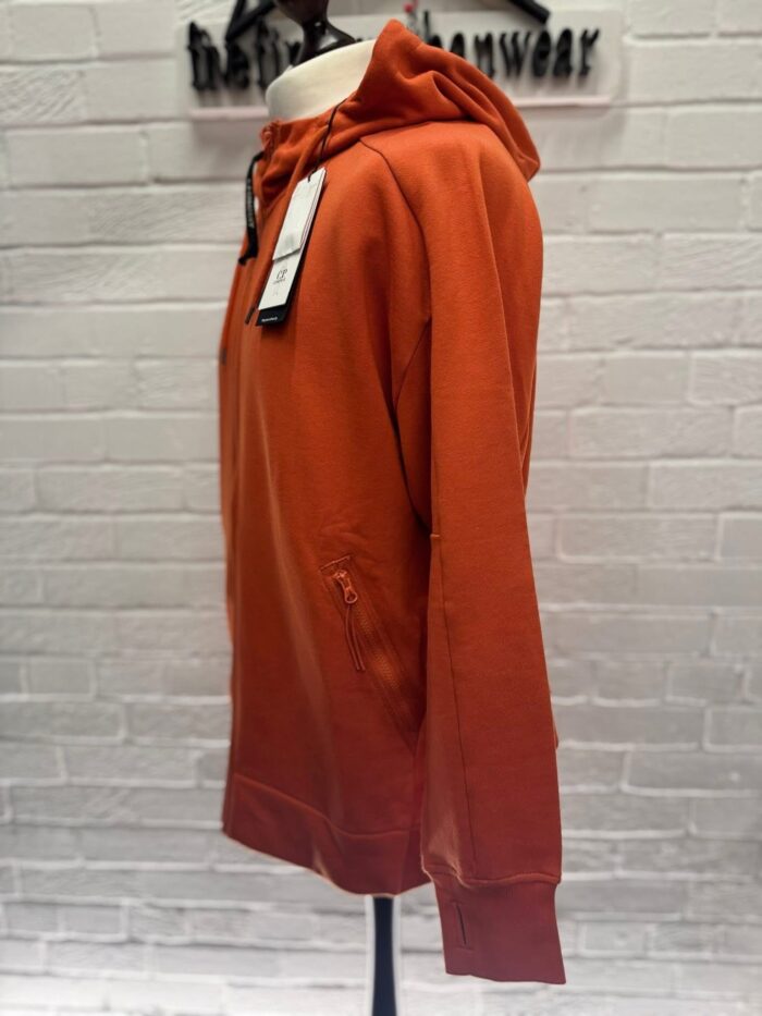 CP Company Diagonal Raised Fleece goggle Hood Open Zipped Sweatshirt- Orange  - XXL  / 24.5” p2p - Image 7