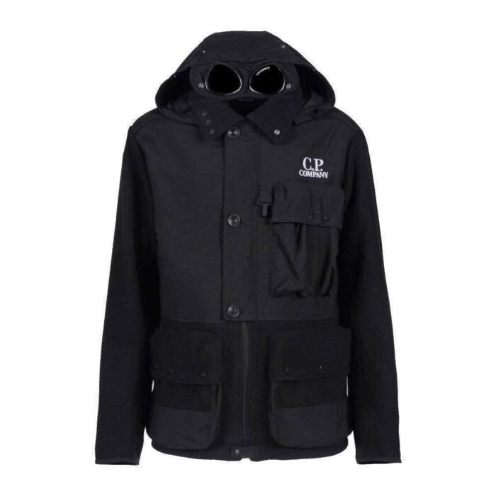 C.P. Company 274A Duffel Mixed Goggle hooded jacket in black - Image 1