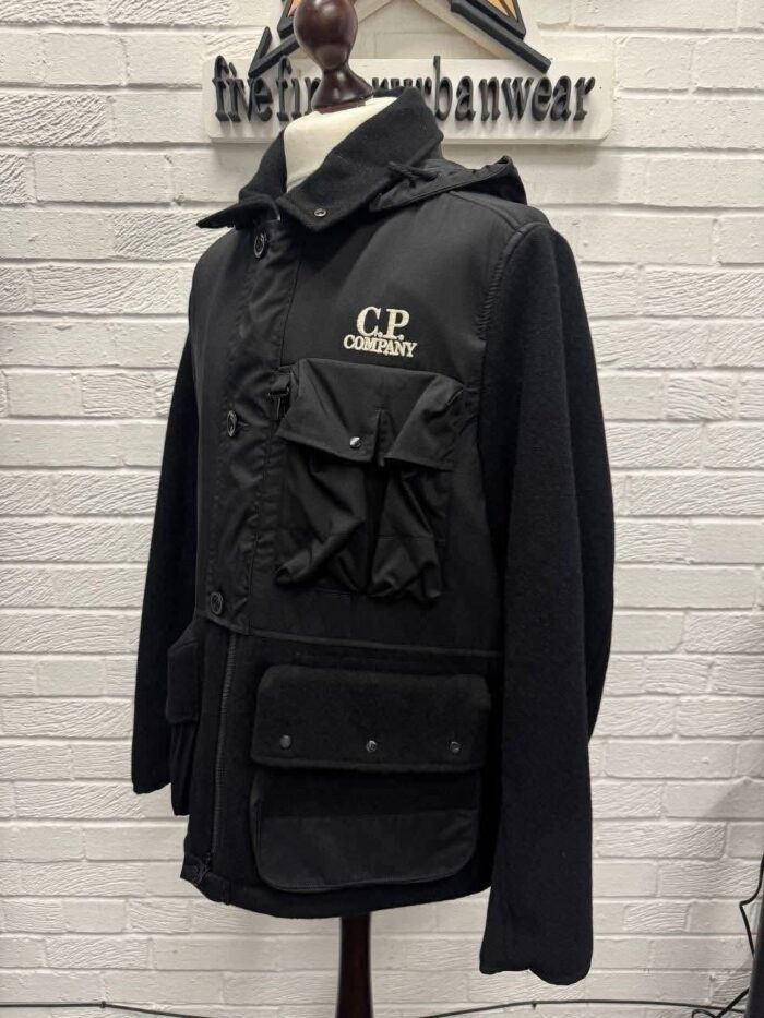 C.P. Company 274A Duffel Mixed Goggle hooded jacket in black - Image 6