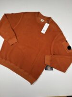 CP Company 285A Brushed & Emerized Diagonal Fleece Sweatshirt in Pumkin Orange