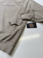 CP Company 273A Brushed & Emerized Diagonal Fleece Sweatshirt in vintage Khaki. - Image 3