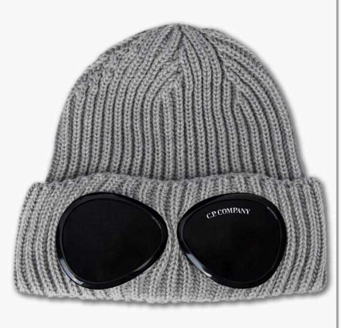 CP Company Chunky Goggle Beanie In Grey. - Image 1