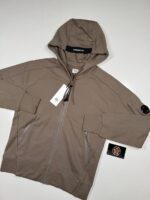 CP Company 025A  Diagonal Raised Fleece Hood Open Zipped Sweatshirt in Walnut
