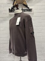 CP Company 285A Brushed & Emerized Diagonal Fleece Sweatshirt in Purple Dove / 771 - Image 4