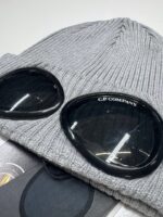 CP COMPANY COTTON GOGGLE BEANIE IN GREY - Image 2