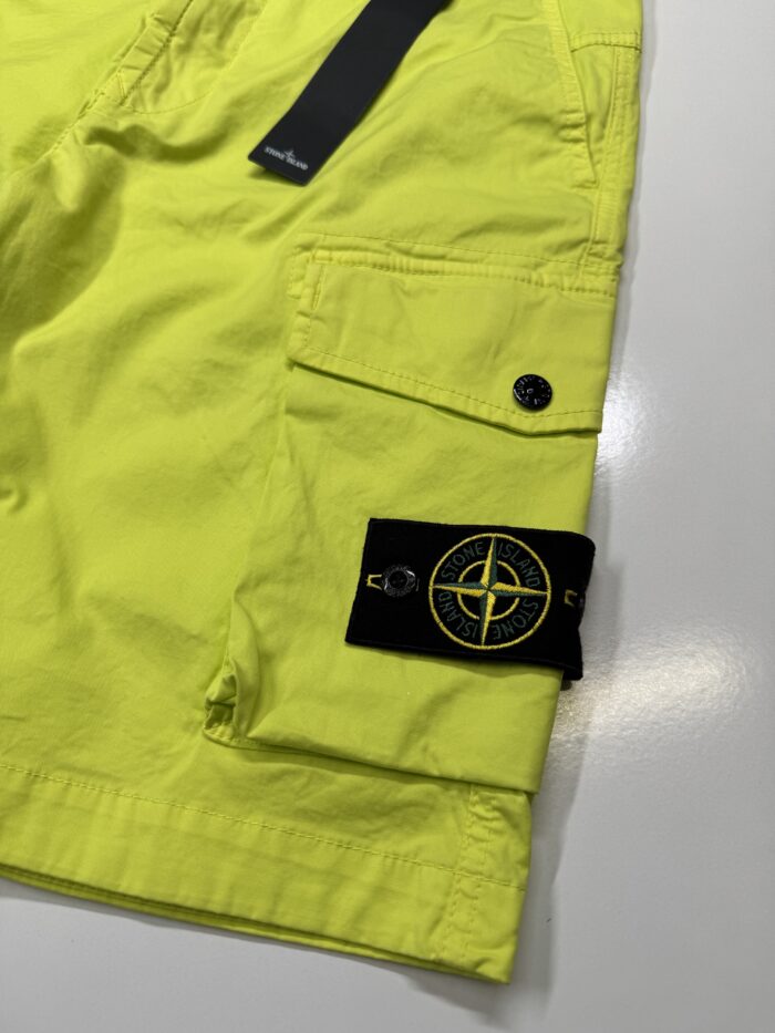 Stone Island L0719 ‘OLD’ TREATMENT Bermuda shorts in brushed cotton canvas - Bright Green     W30” - Image 2