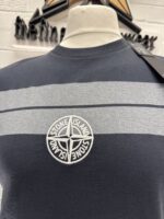 Stone Island T-shirt 20848 COTTON JERSEY 'INVERSE STRIPE TWO' PRINT_ GARMENT DYED -BLUESmall / P2P 20”