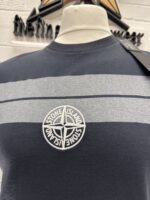 Stone Island T-shirt 20848 COTTON JERSEY 'INVERSE STRIPE TWO' PRINT_ GARMENT DYED -BLUESmall / P2P 20”