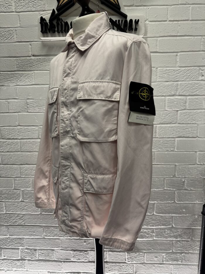 STONE ISLAND FIELD JACKET 40933 GARMENT-DYED NYLON COTTON BATAVIA - SOFT PINK     -   Large / P2P 23" - Image 2