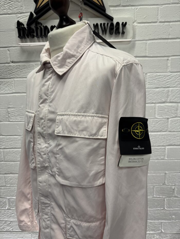 STONE ISLAND FIELD JACKET 40933 GARMENT-DYED NYLON COTTON BATAVIA - SOFT PINK     -   Large / P2P 23" - Image 4