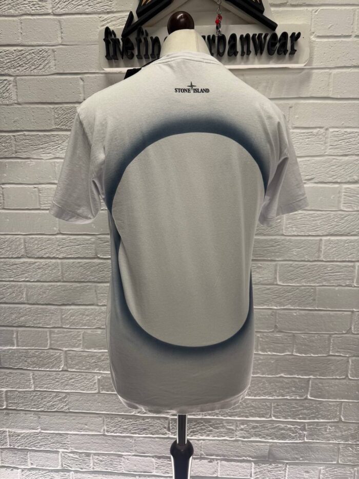 Stone Island 2NS96 30/1 Cotton Jersey Solar Eclipse Two Print Garment Dyed T-Shirt -White  - Medium / 20” - Image 3