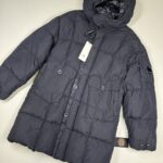 CP Company 203A Flatt Nylon Long down hooded jacket in Navy -Medium / p2p 23.5"