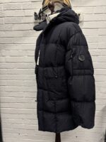 CP Company 203A Flatt Nylon Long down hooded jacket in Navy -Medium / p2p 23.5" - Image 5