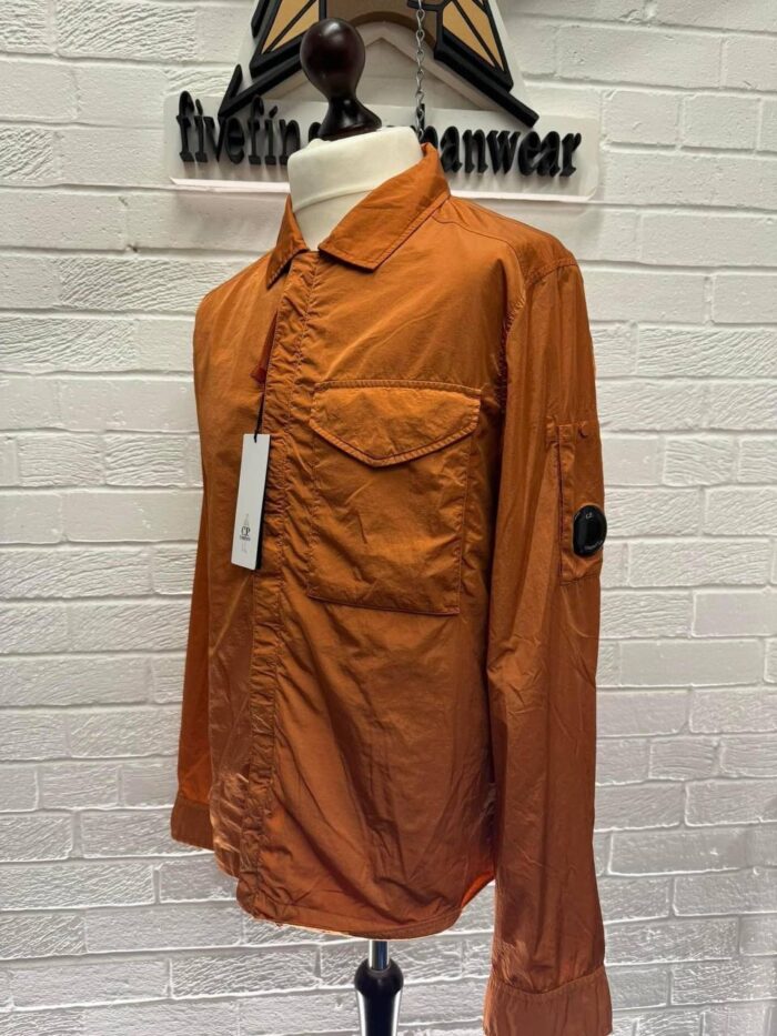 C.P. COMPANY 095A Chrome-R Zipped Overshirt in Orange (438 Bombay Brown) - Image 5