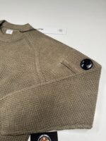 CP Company 040A knitwear crewneck in chenille cotton - Green Large  / P2P  22” - Image 2