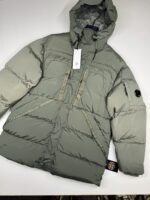 C.P. COMPANY GARMENT DYED 'NYCRA-R”DOWN LENS HOODED JACKET IN GREEN Medium / p2p 24”