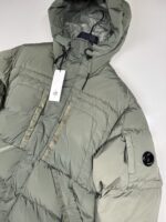 C.P. COMPANY GARMENT DYED 'NYCRA-R”DOWN LENS HOODED JACKET IN GREEN Medium / p2p 24” - Image 3