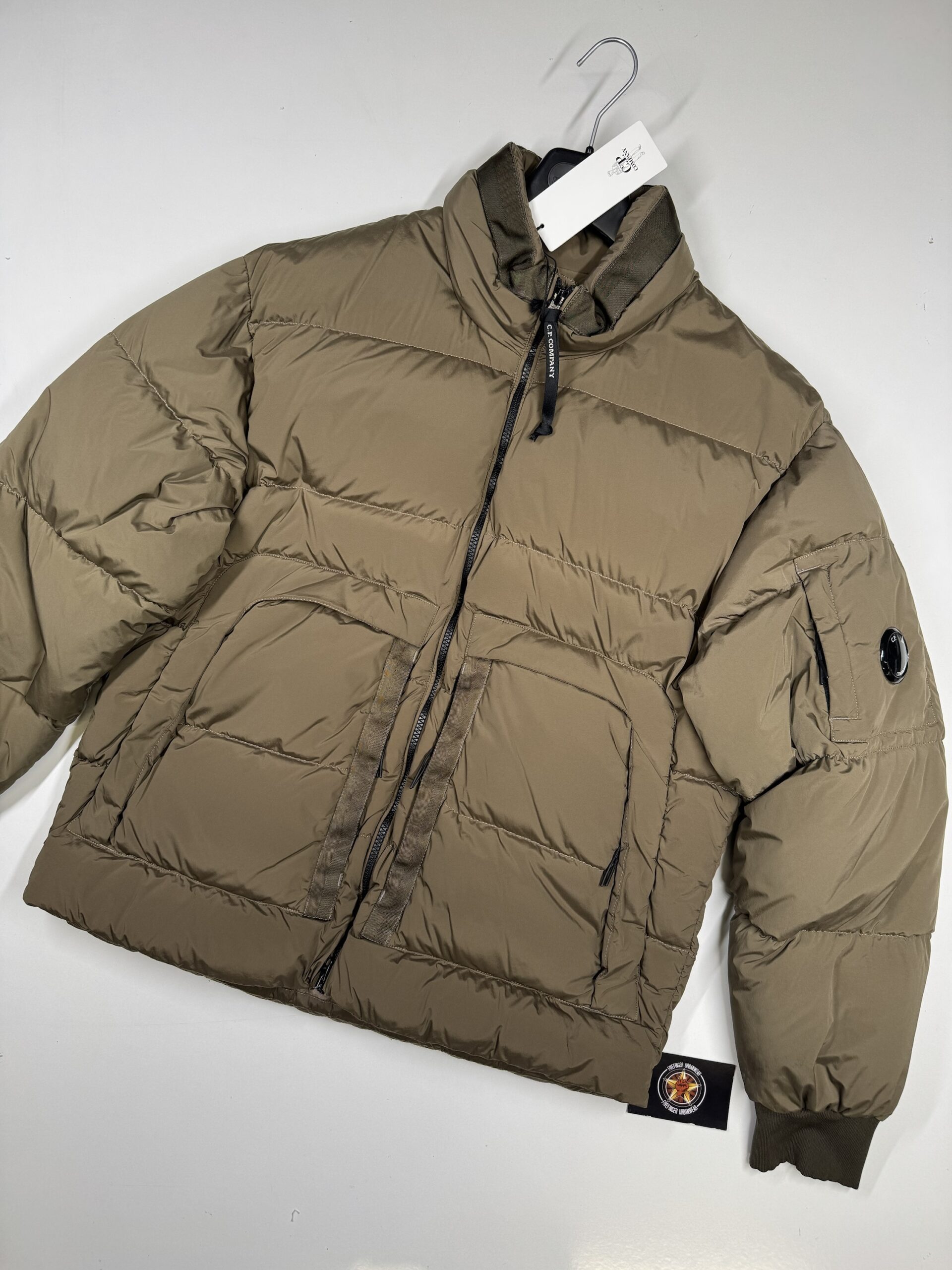 img_8576-3 CP COMPANY NYCRA-R DOWN JACKET IN VINTAGE KHAKI - Large / 24” P2P - Image 1